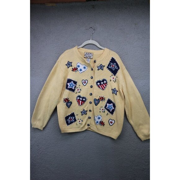 Heirloom Collectibles Vtg. Embroidered Patriotic Sweater-Large-4th of July-Y2K - Picture 1 of 12
